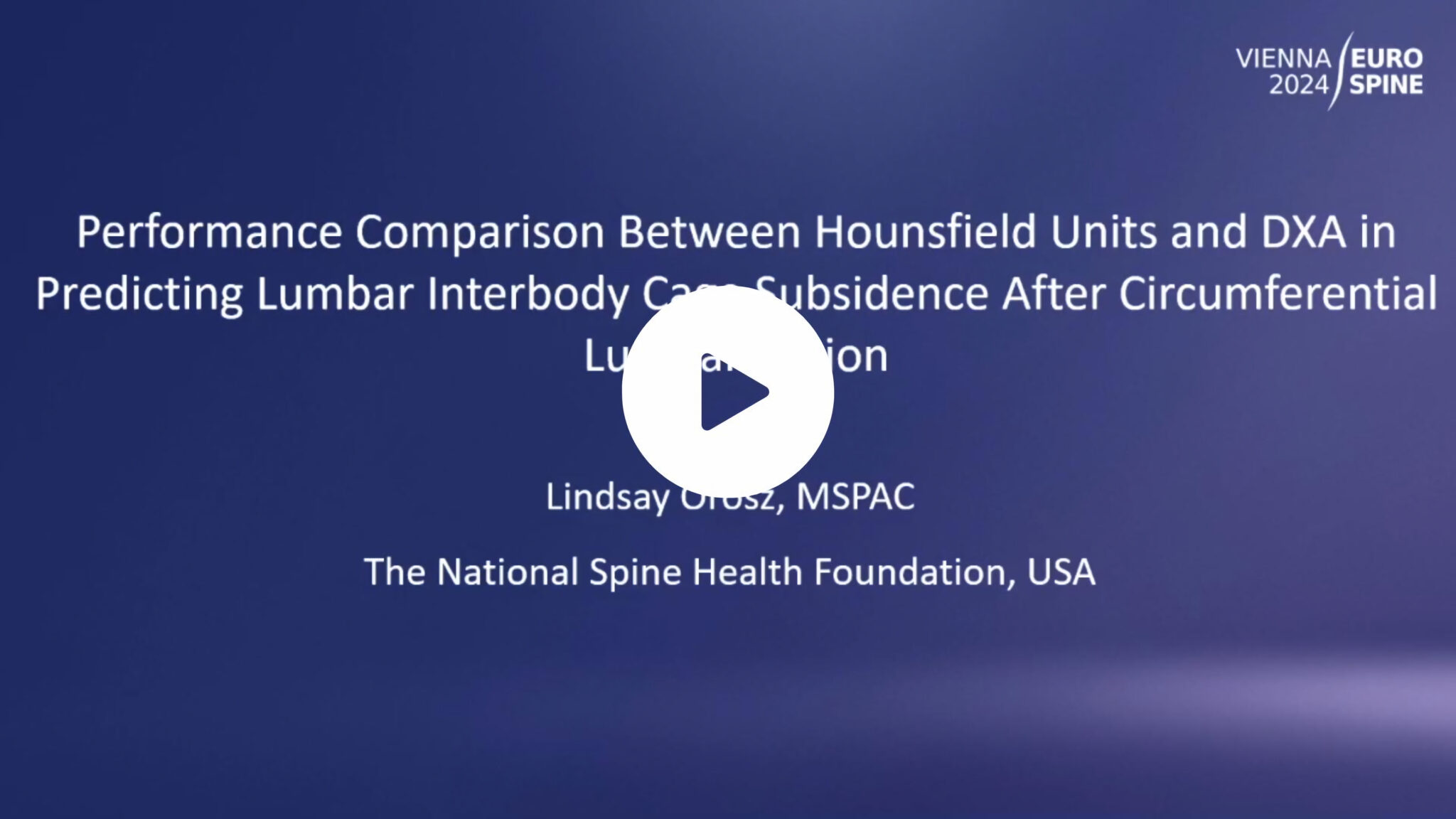 thumbnail link to lindsay orosz's presentation at eurospine